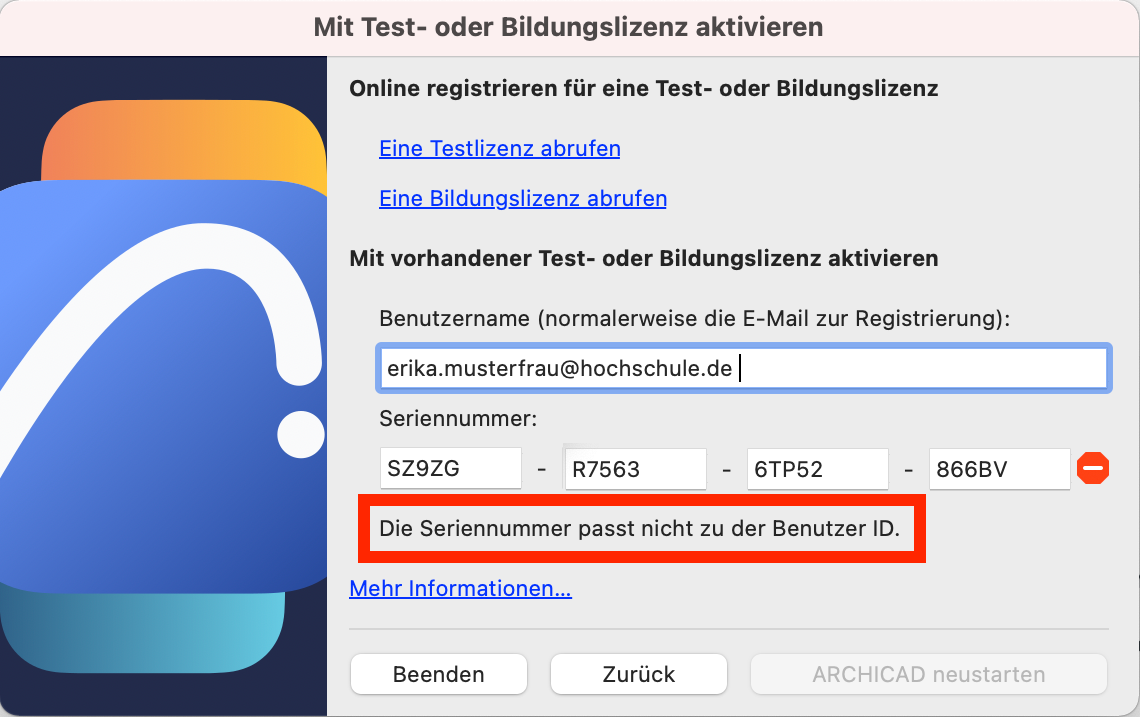 SN-passt-nicht-zur-Benutzer-ID